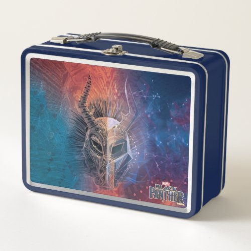 Black Panther  Tribal Mask Overlaid Art Metal Lunch Box