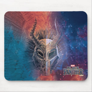 Black Panther   Tribal Mask Overlaid Art Mouse Pad
