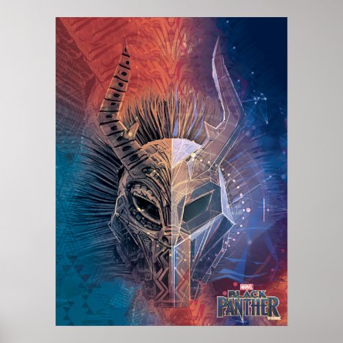Black Panther  Tribal Mask Overlaid Art Poster