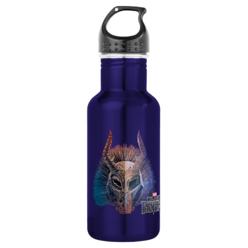 Black Panther  Tribal Mask Overlaid Art Water Bottle
