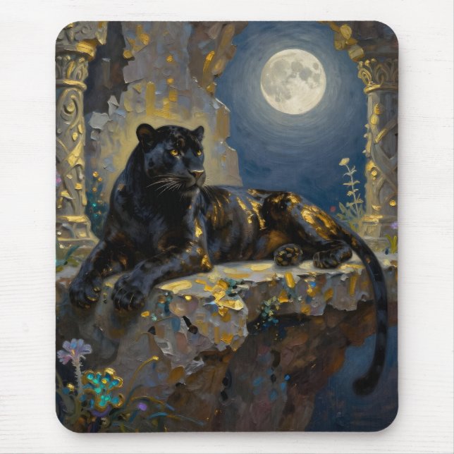 Black Panther under the Full Moon  Mouse Pad (Front)