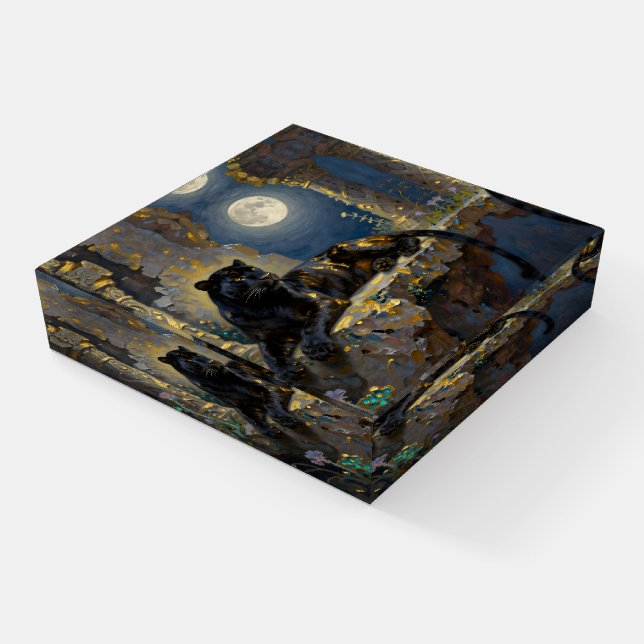 Black Panther under the Full Moon  Paperweight (Angled)