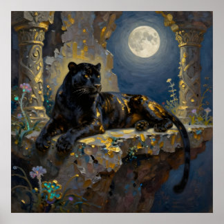Black Panther under the Full Moon Poster