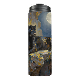 Black Panther under the Full Moon Thermal Tumbler