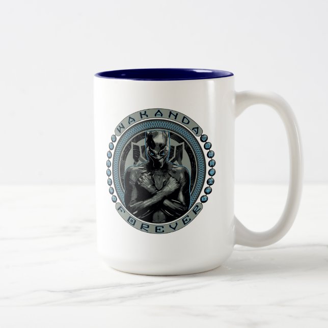 Black Panther | Wakanda Forever Badge Two-Tone Coffee Mug (Right)