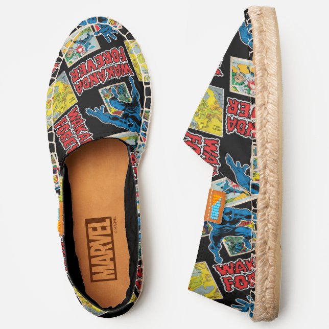 Black Panther Wakanda Forever Comic Pattern Espadrilles (Side)