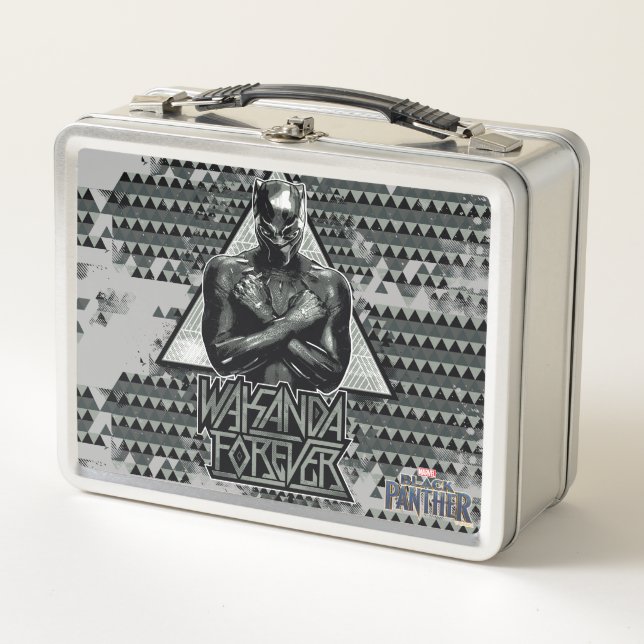 Black Panther | "Wakanda Forever" Graphic Metal Lunch Box (Front)