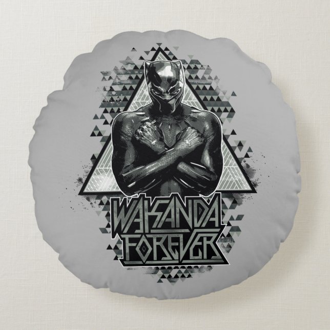 Black Panther | "Wakanda Forever" Graphic Round Pillow (Front)