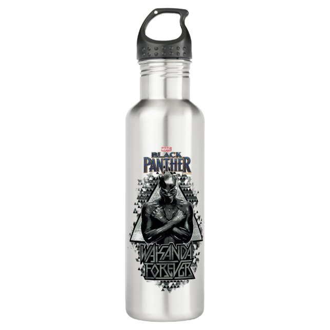 Black Panther | "Wakanda Forever" Graphic Stainless Steel Water Bottle (Front)