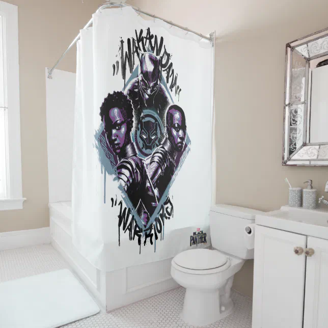 Black Panther Wakandan Warriors Graffiti Shower Curtain Zazzle