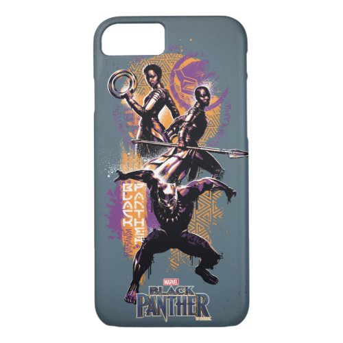 Black Panther  Wakandan Warriors Painted Graphic iPhone 87 Case