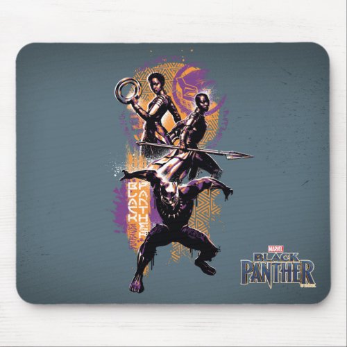 Black Panther  Wakandan Warriors Painted Graphic Mouse Pad