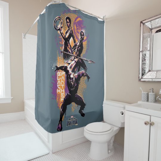 Black Panther Wakandan Warriors Painted Graphic Shower Curtain