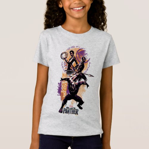 Black Panther  Wakandan Warriors Painted Graphic T_Shirt