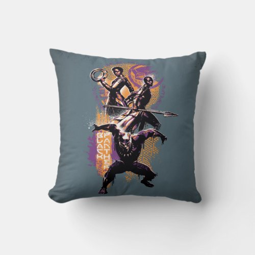 Black Panther  Wakandan Warriors Painted Graphic Throw Pillow