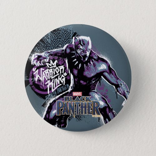 Black Panther  Warrior King Painted Graphic Button