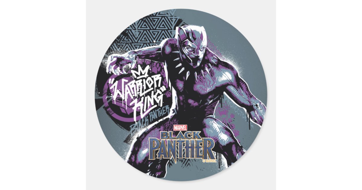 Black Panther Warrior King Painted Graphic Classic Round Sticker