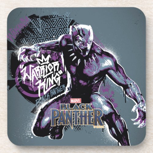 Black Panther  Warrior King Painted Graphic Drink Coaster