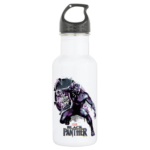 Black Panther  Warrior King Painted Graphic Water Bottle