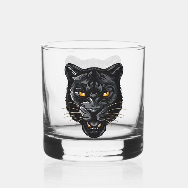 Black Panther Whiskey Glass (Front)