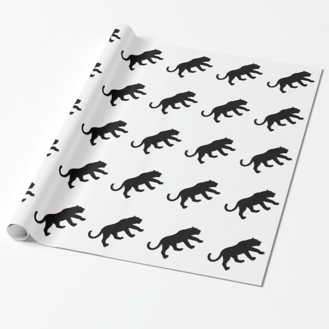 Black Panther White Wrapping Paper (Unrolled)
