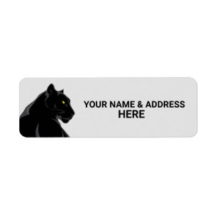 BLACK PANTHER WILD CAT RETURN ADDRESS LABELS