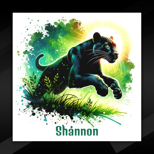 Black Panther with green surroundings Monogram  Floor Decals
