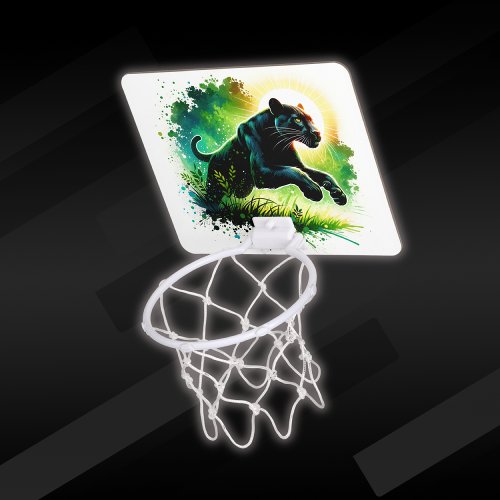 Black Panther with green surroundings Monogram  Mini Basketball Hoop