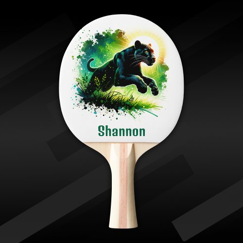 Black Panther with green surroundings Monogram  Ping Pong Paddle