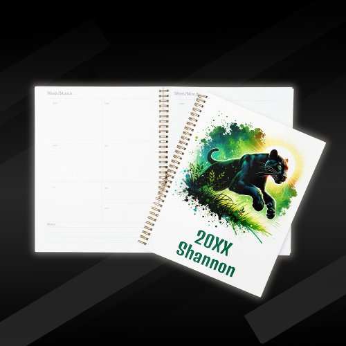 Black Panther with green surroundings Monogram  Planner