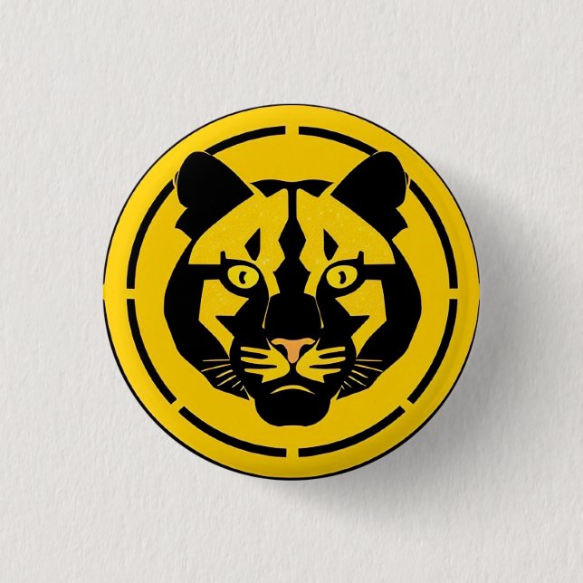 Black Panther with Intricate Artistic Details Button (Front)