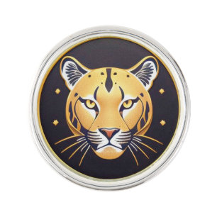 Black Panther with Intricate Artistic Details Lapel Pin