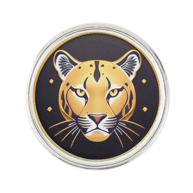 Black Panther with Intricate Artistic Details Lapel Pin (Front)