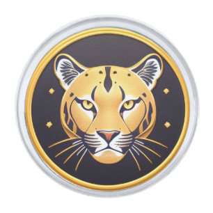 Black Panther with Intricate Artistic Details Silver Finish Lapel Pin