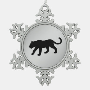 Black Panther Xmas Snowflake Pewter Christmas Ornament