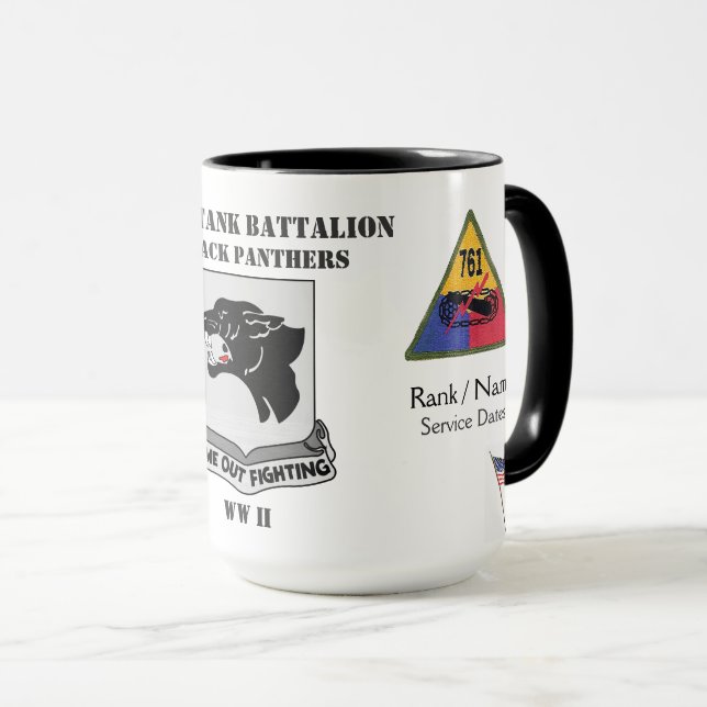 BLACK PANTHERS 761st BATTALION - MA SHERMAN TANK Mug (Front Right)