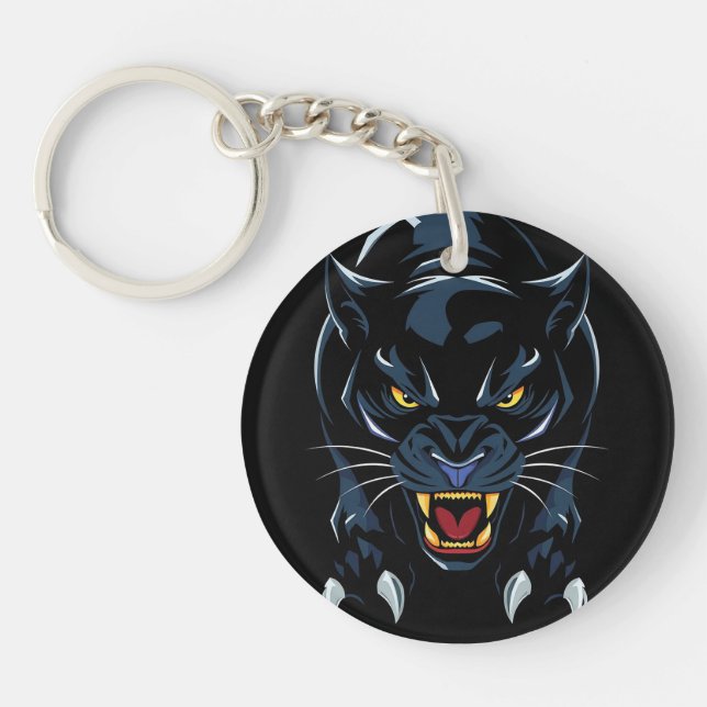 Black panther's head keychain (Front)