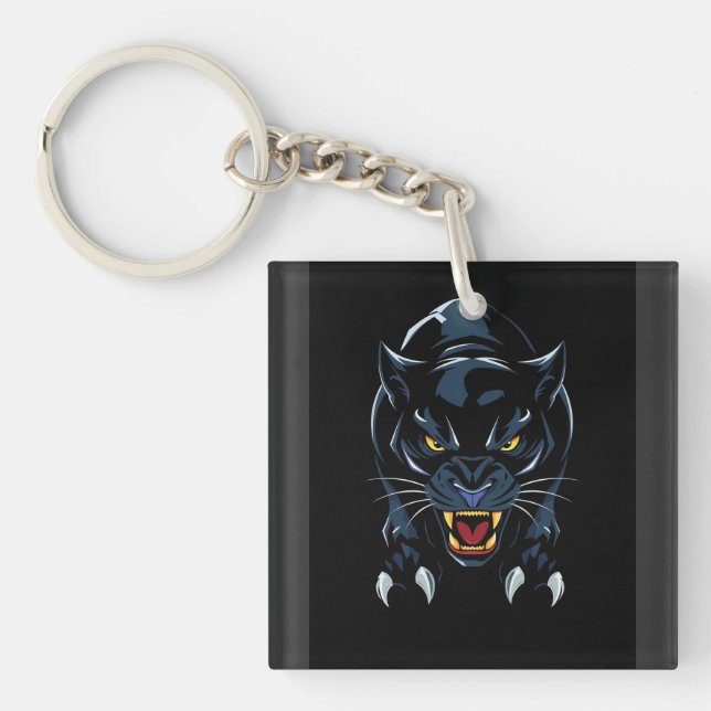 Black panther's head keychain (Front)