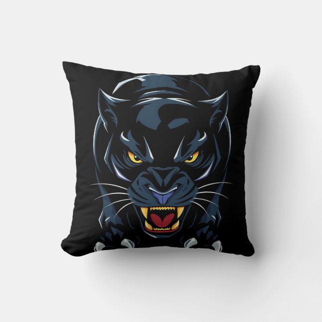 Black panther's head throw pillow (Front)