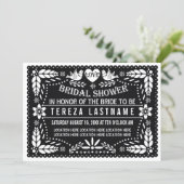 Black papel picado love wedding bridal shower invitation (Standing Front)
