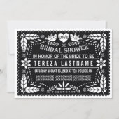 Black papel picado love wedding bridal shower invitation (Front)