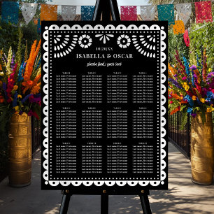 Black Papel Picado Wedding Reception Seating Sign