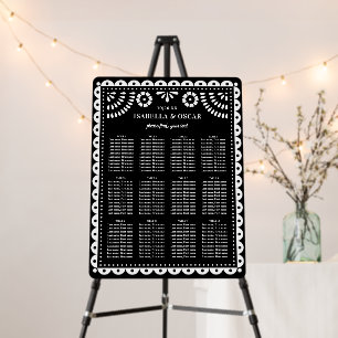 Black Papel Picado Wedding Reception Seating Sign