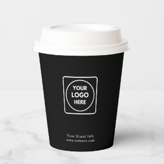 Black Paper Cups | Custom Business Logo Modern