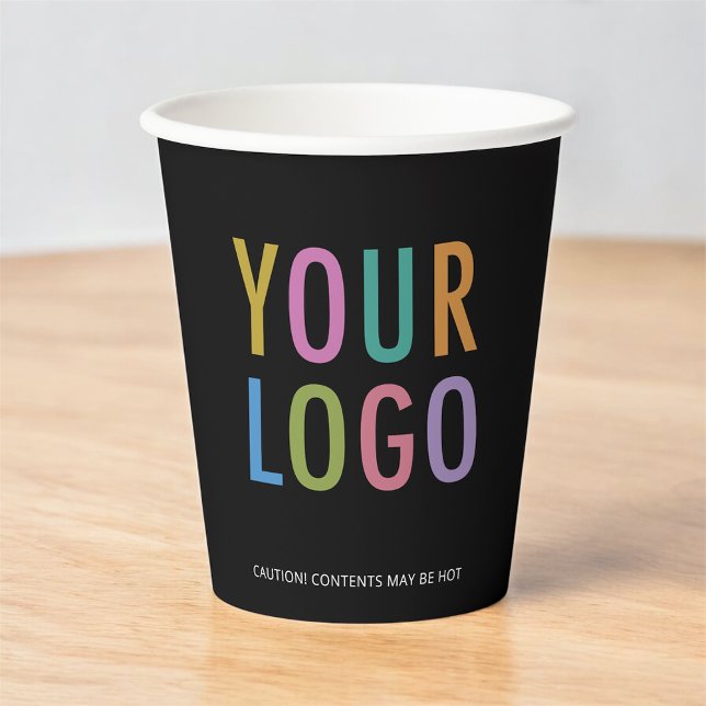 Black Paper Cups Custom Company Logo Branded 8 oz (MISOOK Black Paper Cup with Logo)