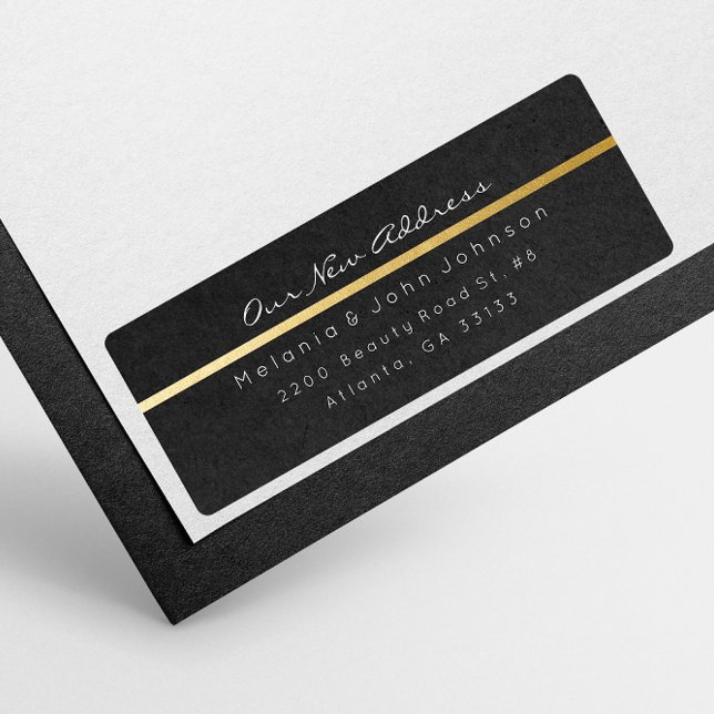 Black Paper Kraft White New Adress RSVP Label (Creator Uploaded)
