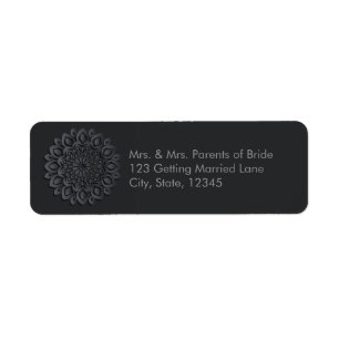 Black papercut mandala label