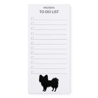 Black Papillon Dog Silhouette - To-Do List Magnetic Notepad