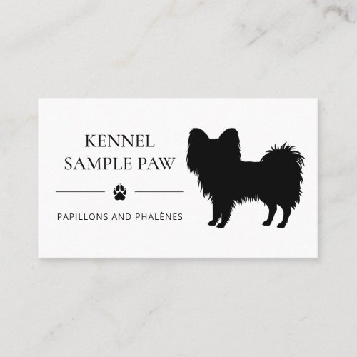 Black Papillon Silhouette Dog Kennel Or Breeder Business Card