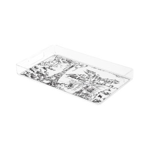 Black Paris Eiffel Tower Toile Acrylic Tray